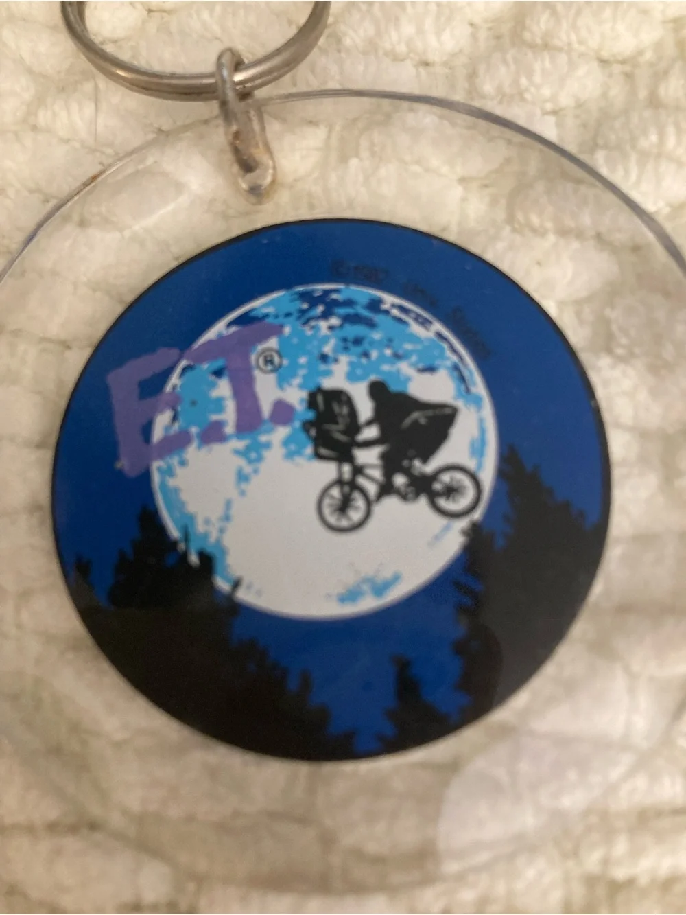 1982 E.T. the Extra-Terrestrial movie keychain iconic flying bicycle silhouette